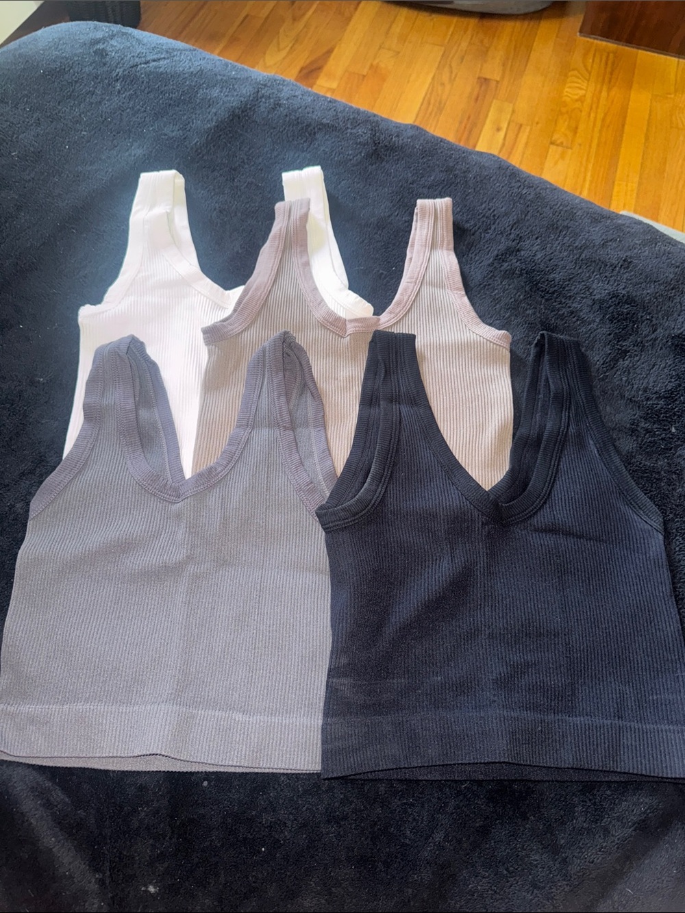 Ribbed V-Neck Spandex Crop Top - Multi Pack (Black, Gray, Cream, Brown)